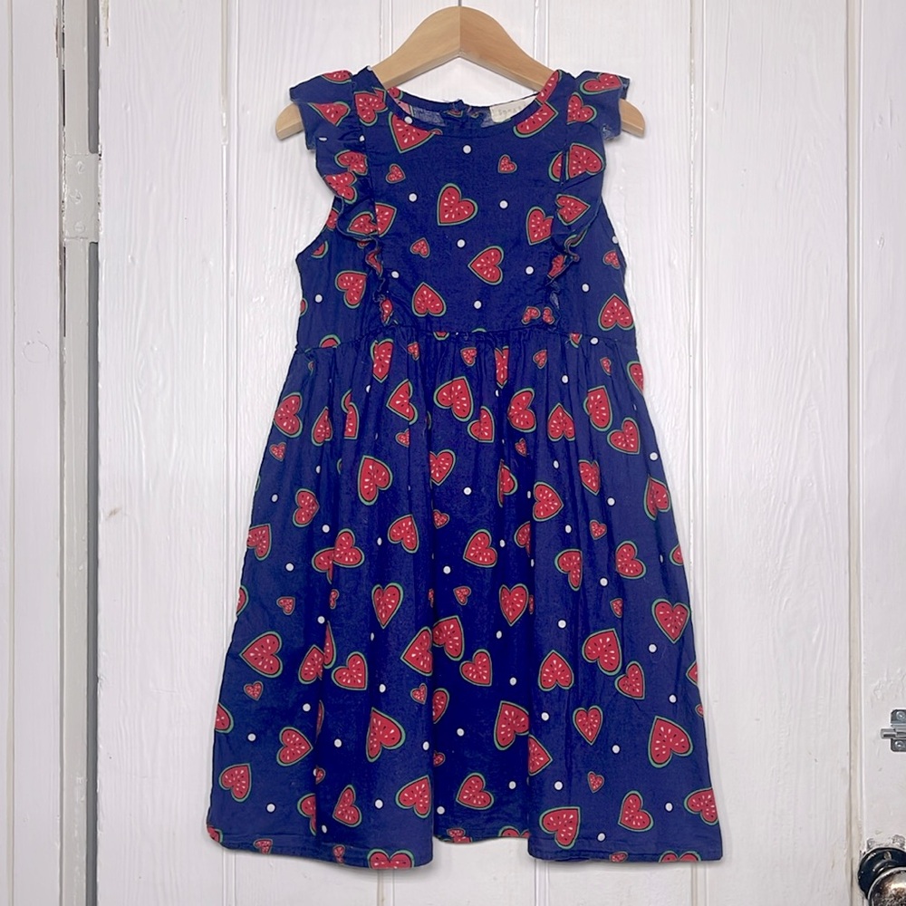 EMMA & ELSA 100% Cotton Great Quality Adorable Heart Print Ruffle Dresss